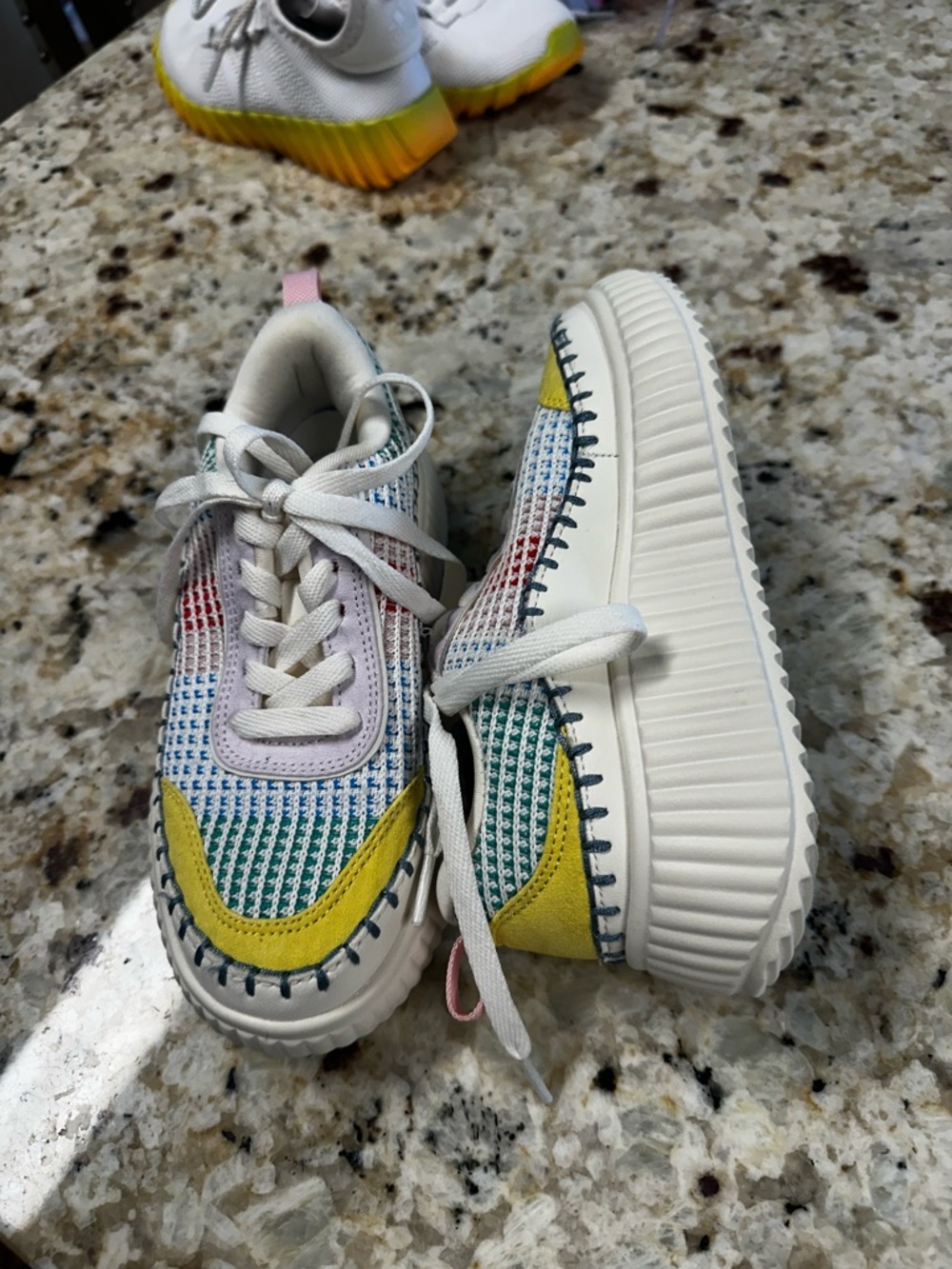 Kids Multicolor Knit Platform Sneakers - White Sole